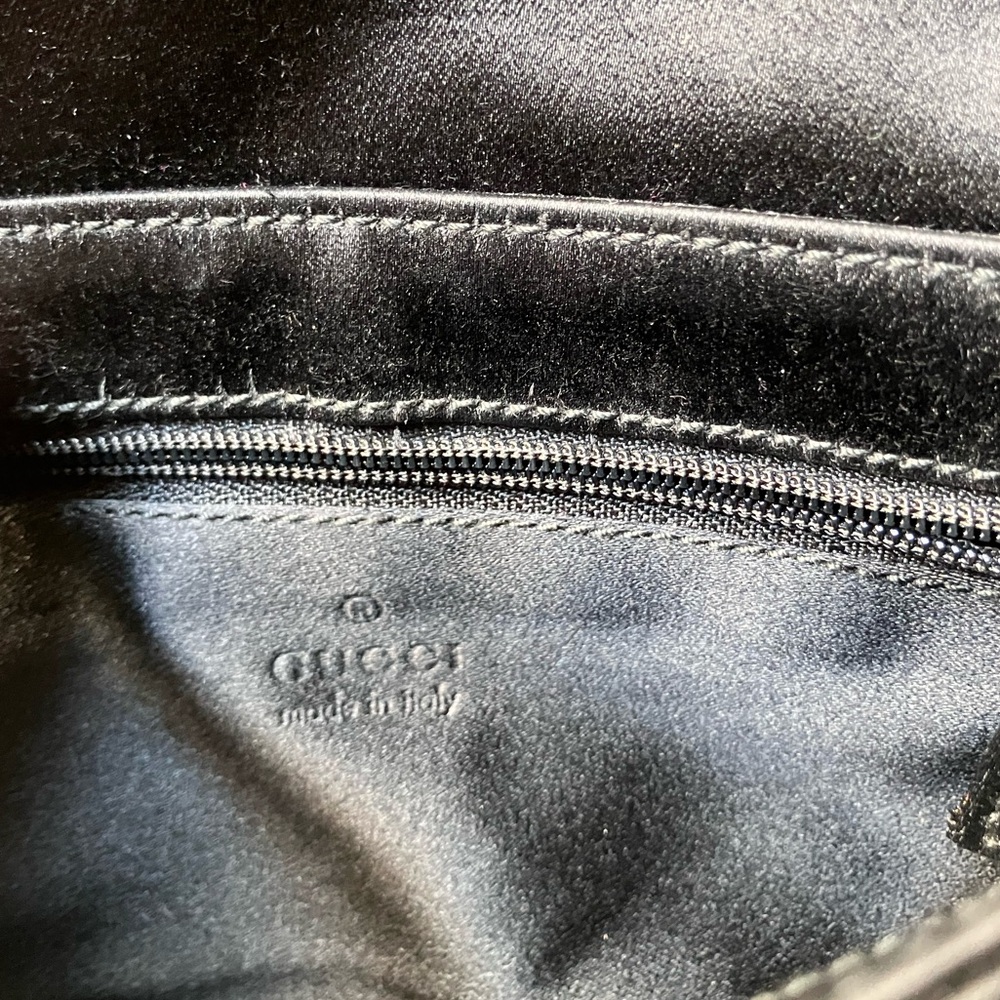 Vintage Gucci Black Satin Bag with Gold Accent - Picture 3 of 14